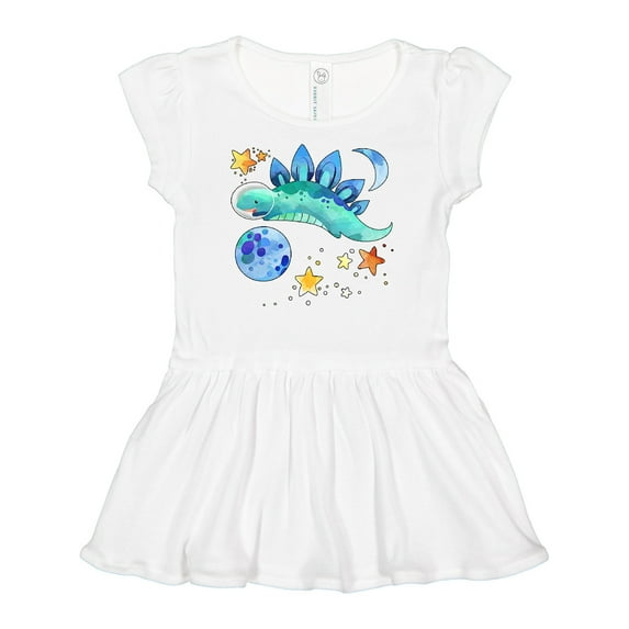 Inktastic Stegosaurus Space Dinosaur with Stars and Planet Girls Baby Dress