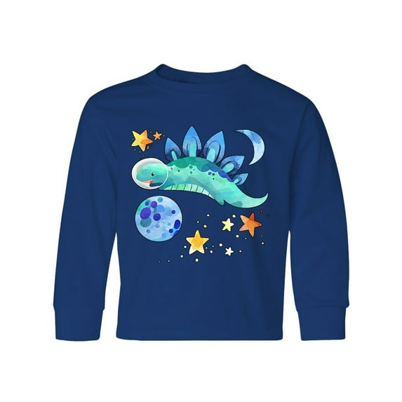 Inktastic Stegosaurus Space Dinosaur with Stars and Planet Long Sleeve Youth T-Shirt