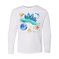 thumbnail image 1 of Inktastic Stegosaurus Space Dinosaur with Stars and Planet Long Sleeve Youth T-Shirt, 1 of 5