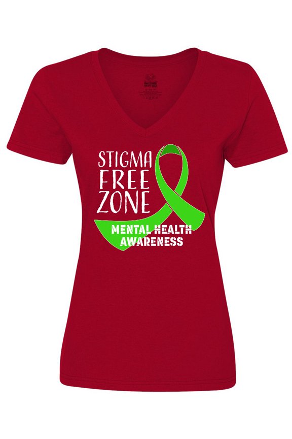 Stigma Free Zone Mental Health Awareness Women's V-Neck T-Shirt