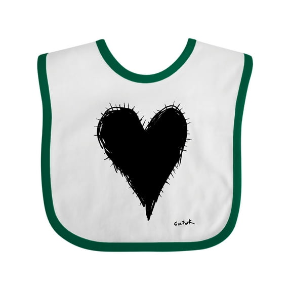 Inktastic Stitched Black Heart Boys or Girls Baby Bib