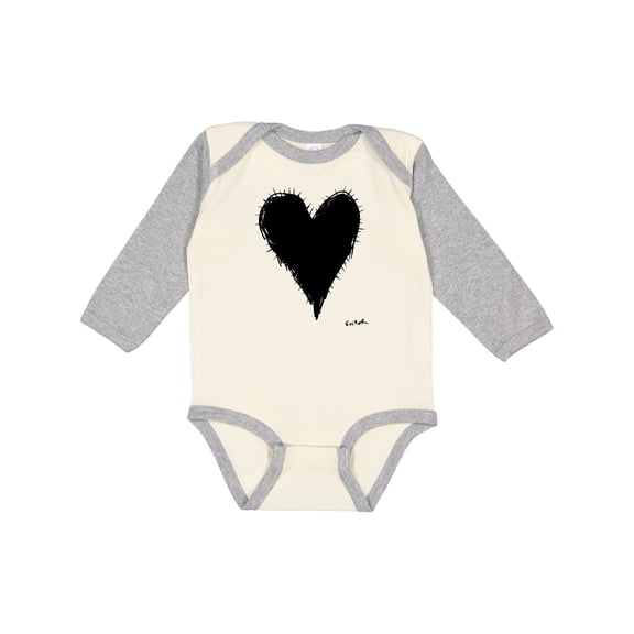 Inktastic Stitched Black Heart Boys or Girls Long Sleeve Baby Bodysuit