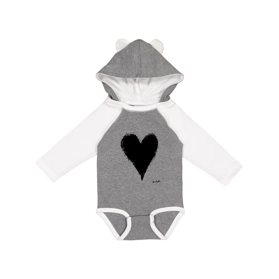 Inktastic Stitched Black Heart Boys or Girls Long Sleeve Baby Bodysuit