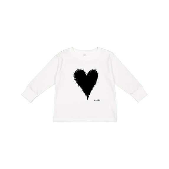 Inktastic Stitched Black Heart Boys or Girls Long Sleeve Toddler T-Shirt