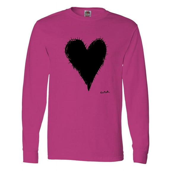Inktastic Stitched Black Heart Long Sleeve T-Shirt