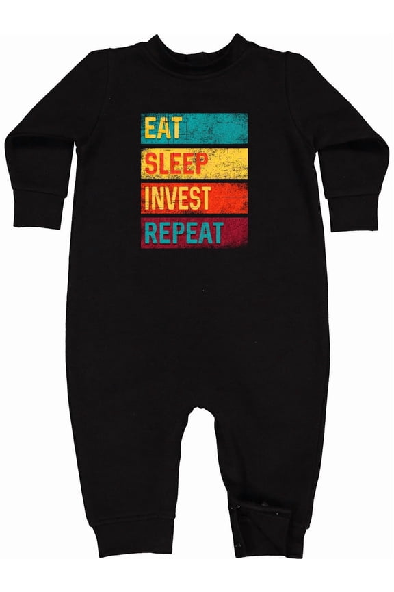 Stock Broker Eat Sleep Invest Repeat Baby Fleece Romper
