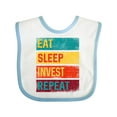 thumbnail image 1 of Inktastic Stock Broker Eat Sleep Invest Repeat Boys or Girls Baby Bib, 1 of 4