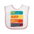 thumbnail image 1 of Inktastic Stock Broker Eat Sleep Invest Repeat Boys or Girls Baby Bib, 1 of 4