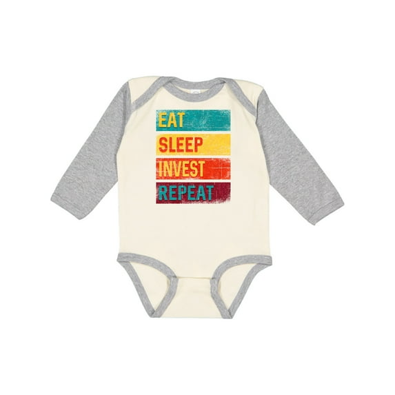 Inktastic Stock Broker Eat Sleep Invest Repeat Boys or Girls Long Sleeve Baby Bodysuit