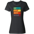 thumbnail image 1 of Inktastic Stock Broker Eat Sleep Invest Repeat Women's T-Shirt, 1 of 5