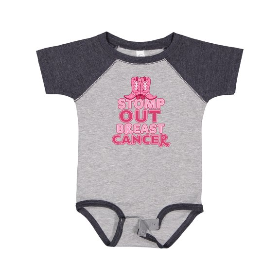 Inktastic Stomp Out Breast Cancer with Pink Cowgirl Boots Boys or Girls Baby Bodysuit