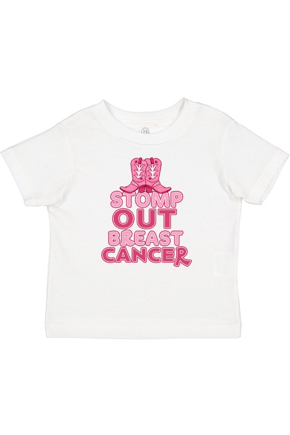 Stomp Out Breast Cancer with Pink Cowgirl Boots Boys or Girls Baby T-Shirt
