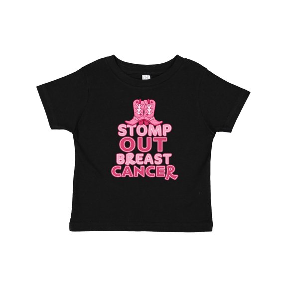 Inktastic Stomp Out Breast Cancer with Pink Cowgirl Boots Boys or Girls Baby T-Shirt