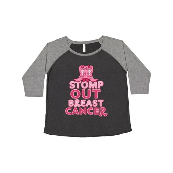 Inktastic Stomp out Breast Cancer with Pink Cowgirl Boots Women's Plus Size T-Shirt