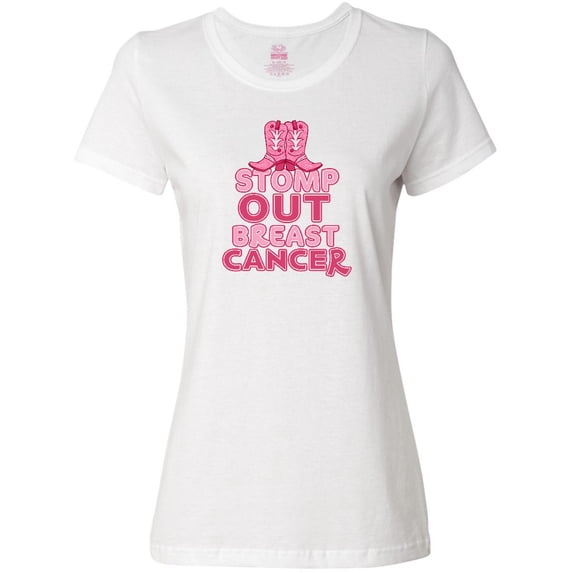 Inktastic Stomp out Breast Cancer with Pink Cowgirl Boots Women's T-Shirt