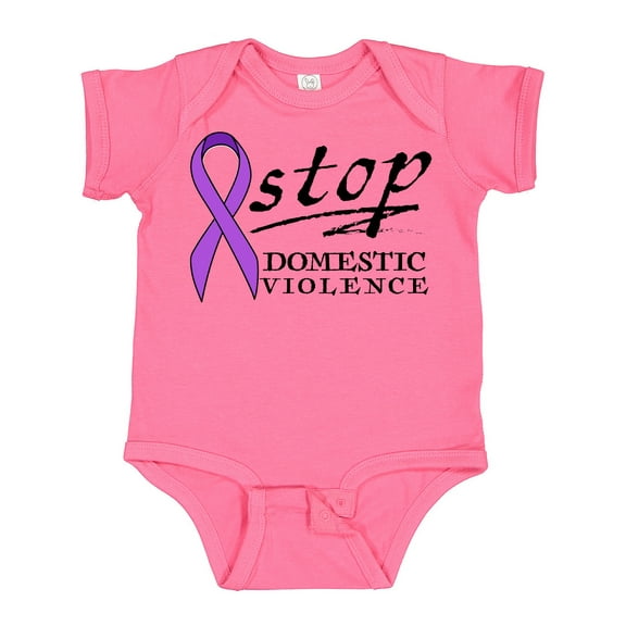 Inktastic Stop Domestic Violence-purple Ribbon Boys or Girls Baby Bodysuit