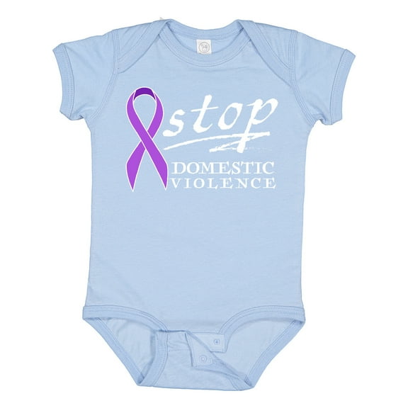 Inktastic Stop Domestic Violence-purple Ribbon Boys or Girls Baby Bodysuit