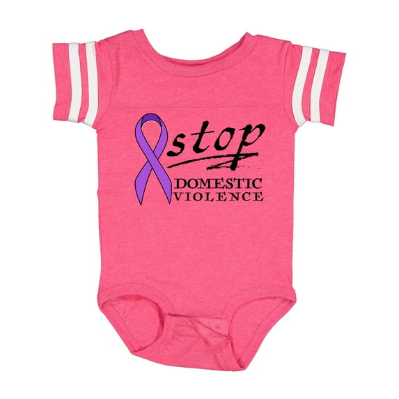 Inktastic Stop Domestic Violence-purple Ribbon Boys or Girls Baby Bodysuit