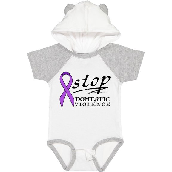 Inktastic Stop Domestic Violence-purple Ribbon Boys or Girls Baby Bodysuit
