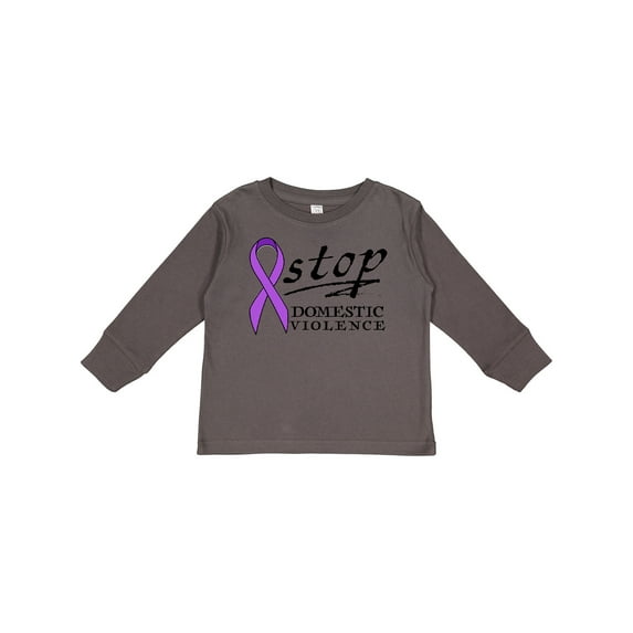 Inktastic Stop Domestic Violence-purple Ribbon Boys or Girls Long Sleeve Toddler T-Shirt