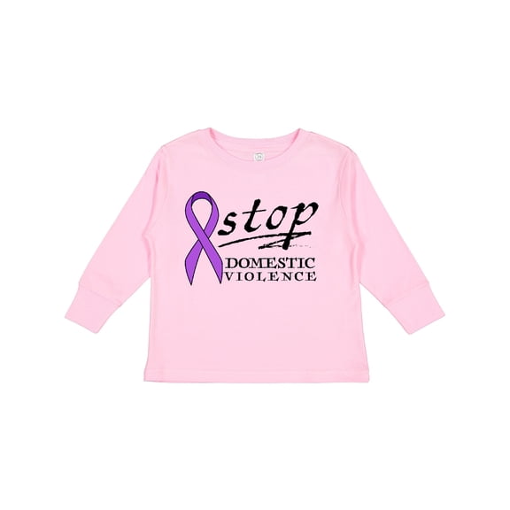 Inktastic Stop Domestic Violence-purple Ribbon Boys or Girls Long Sleeve Toddler T-Shirt