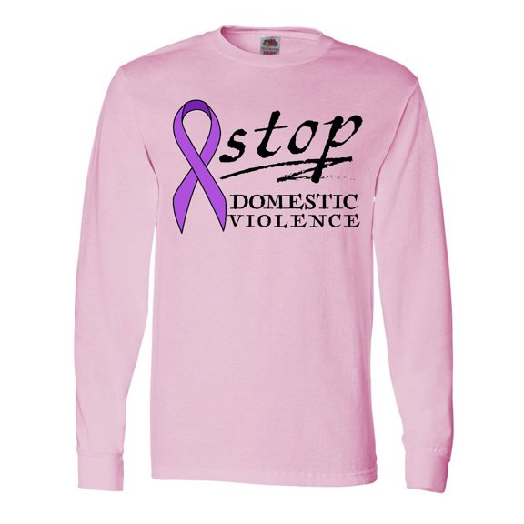 Inktastic Stop Domestic Violence-purple Ribbon Long Sleeve T-Shirt