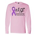 thumbnail image 1 of Inktastic Stop Domestic Violence-purple Ribbon Long Sleeve T-Shirt, 1 of 5