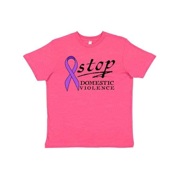 Inktastic Stop Domestic Violence-purple Ribbon Youth T-Shirt
