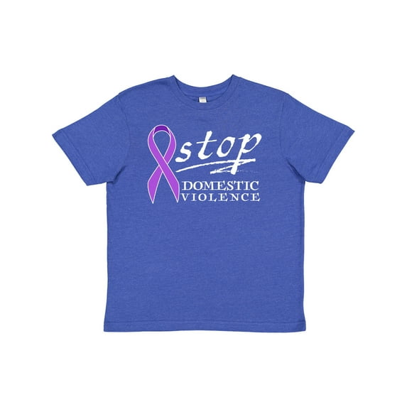 Inktastic Stop Domestic Violence-purple Ribbon Youth T-Shirt