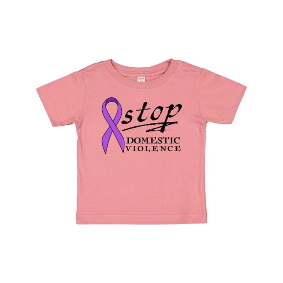 Inktastic Stop Domestic Violence-purple ribbon Boys or Girls Baby T-Shirt