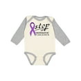 thumbnail image 1 of Inktastic Stop Domestic Violence-purple ribbon Boys or Girls Long Sleeve Baby Bodysuit, 1 of 5