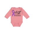thumbnail image 1 of Inktastic Stop Domestic Violence-purple ribbon Boys or Girls Long Sleeve Baby Bodysuit, 1 of 5