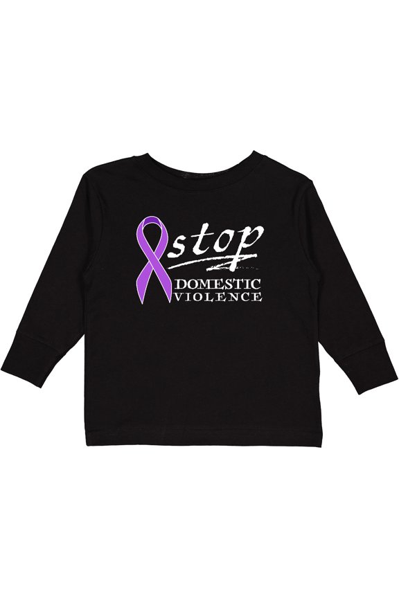 Stop Domestic Violence-purple ribbon Boys or Girls Long Sleeve Toddler T-Shirt