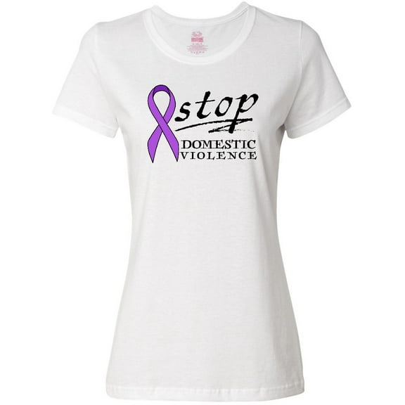 Inktastic Stop Domestic Violence-purple ribbon Women's T-Shirt
