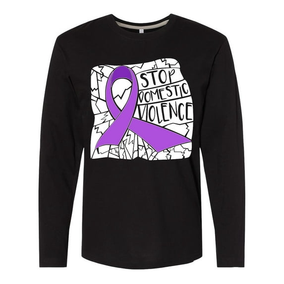 Inktastic Stop Domestic Violence-shattered Glass Long Sleeve T-Shirt