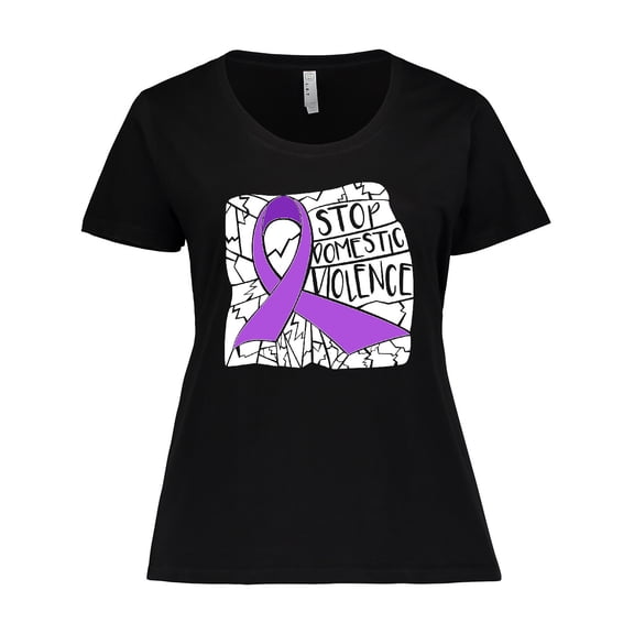 Inktastic Stop Domestic Violence-shattered glass Women's Plus Size T-Shirt