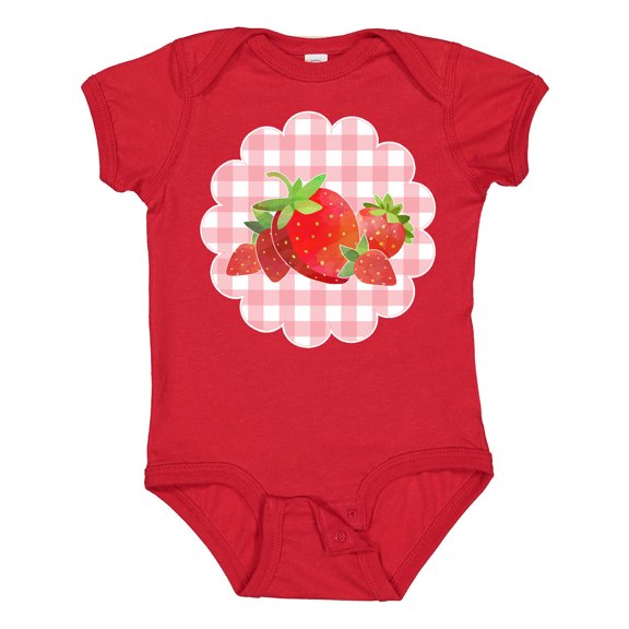 Inktastic Strawberries on Checkered Background Boys or Girls Baby Bodysuit