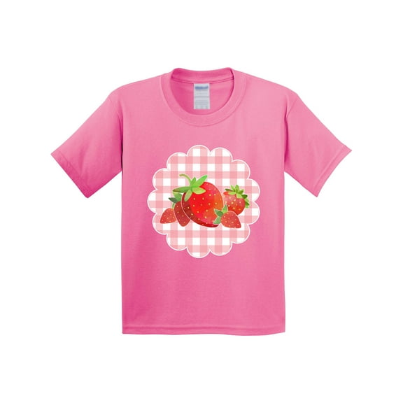 Inktastic Strawberries on Checkered Background Youth T-Shirt
