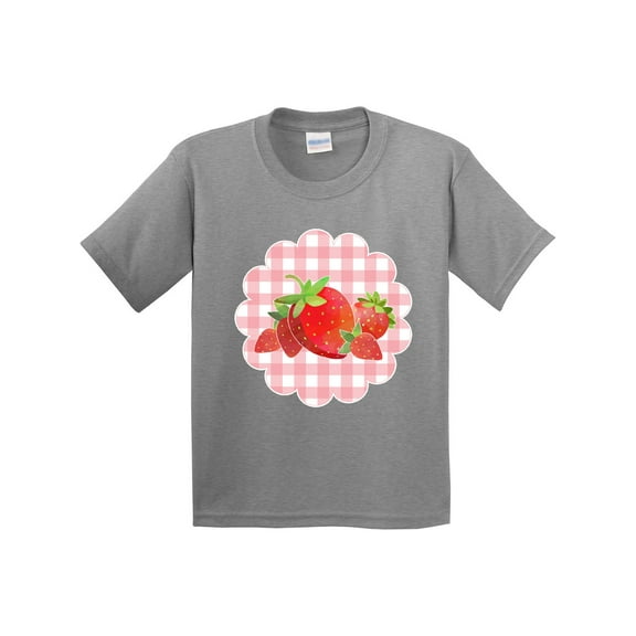 Inktastic Strawberries on Checkered Background Youth T-Shirt