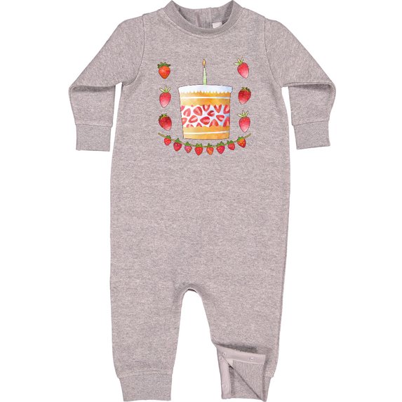 Inktastic Strawberry First Birthday Cake Baby Fleece Romper
