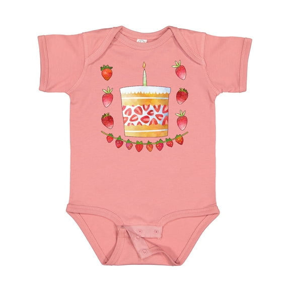 Inktastic Strawberry First Birthday Cake Boys or Girls Baby Bodysuit