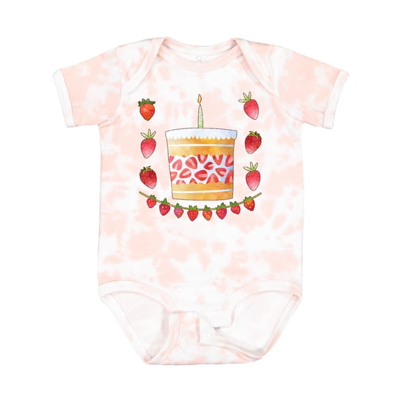 Inktastic Strawberry First Birthday Cake Boys or Girls Baby Bodysuit