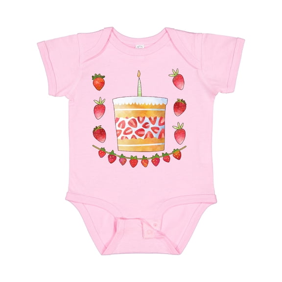 Inktastic Strawberry First Birthday Cake Boys or Girls Baby Bodysuit