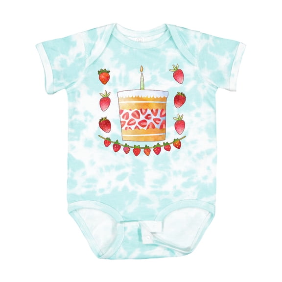 Inktastic Strawberry First Birthday Cake Boys or Girls Baby Bodysuit
