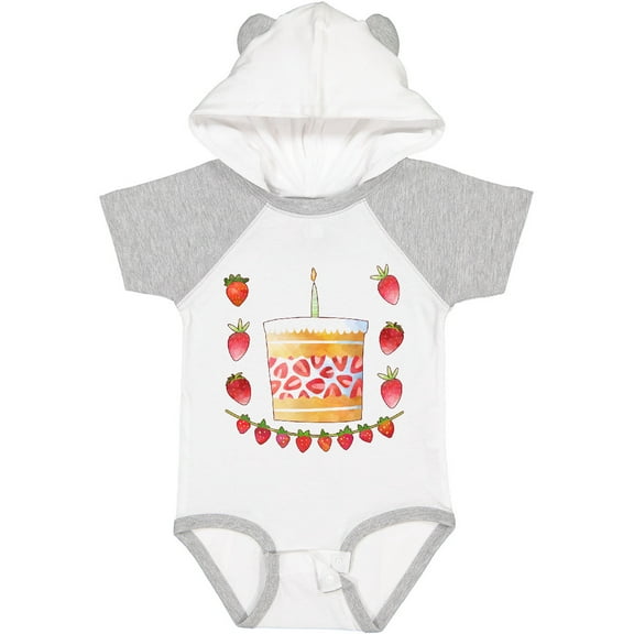 Inktastic Strawberry First Birthday Cake Boys or Girls Baby Bodysuit