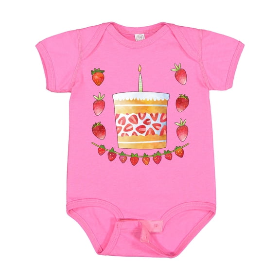Inktastic Strawberry First Birthday Cake Boys or Girls Baby Bodysuit