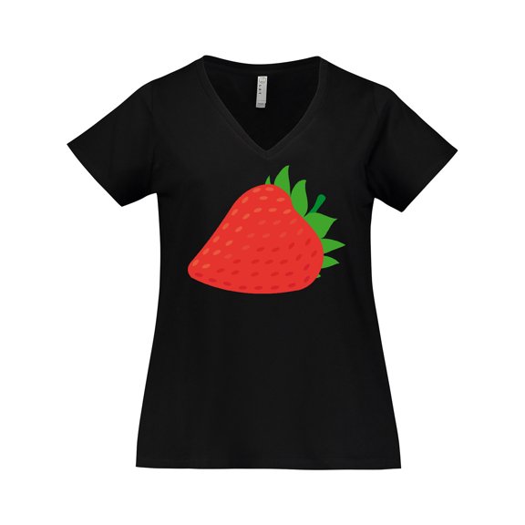 Inktastic Strawberry Fruit Women's Plus Size V-Neck T-Shirt