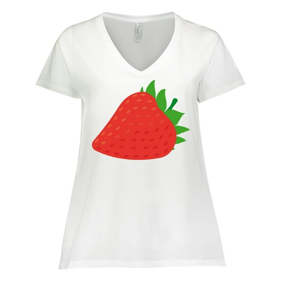 Inktastic Strawberry Fruit Women's Plus Size V-Neck T-Shirt