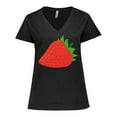 thumbnail image 1 of Inktastic Strawberry Fruit Women's Plus Size V-Neck T-Shirt, 1 of 5