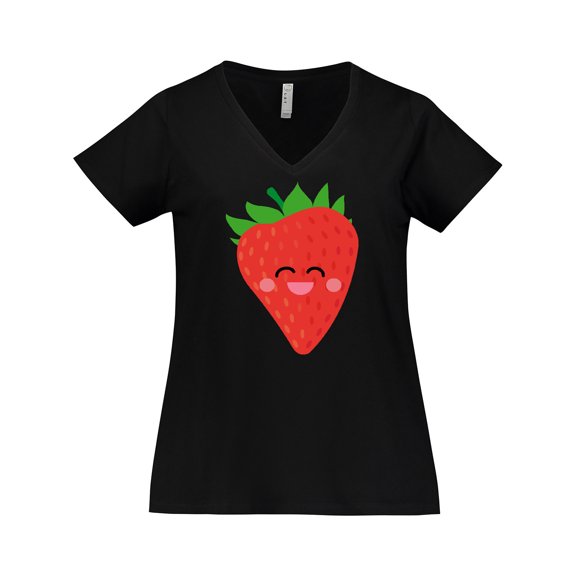 Inktastic Strawberry Kawaii Women's Plus Size V-Neck T-Shirt